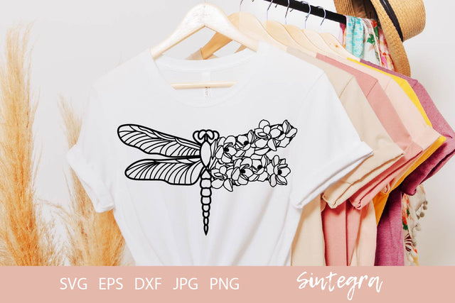 Dragonfly With Flowers Svg Cut File Free For Commercial Use SVG Sintegra 