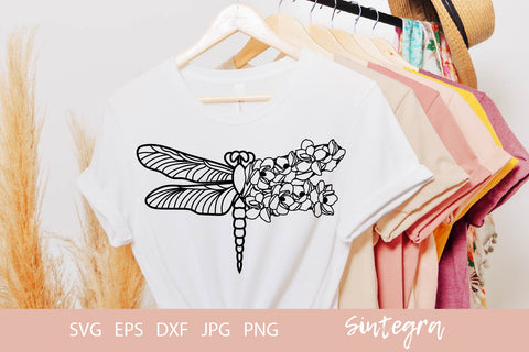 Dragonfly With Flowers Svg Cut File Free For Commercial Use SVG Sintegra 