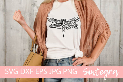 Dragonfly With Flowers Svg Cut File Free For Commercial Use SVG Sintegra 