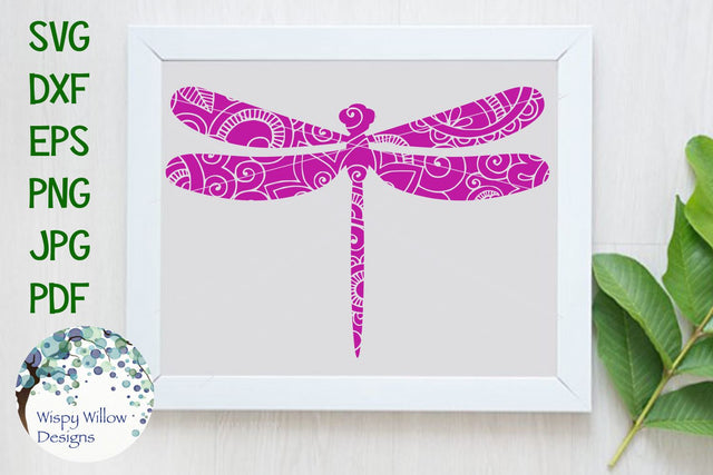 Dragonfly Zentangle SVG Wispy Willow Designs 