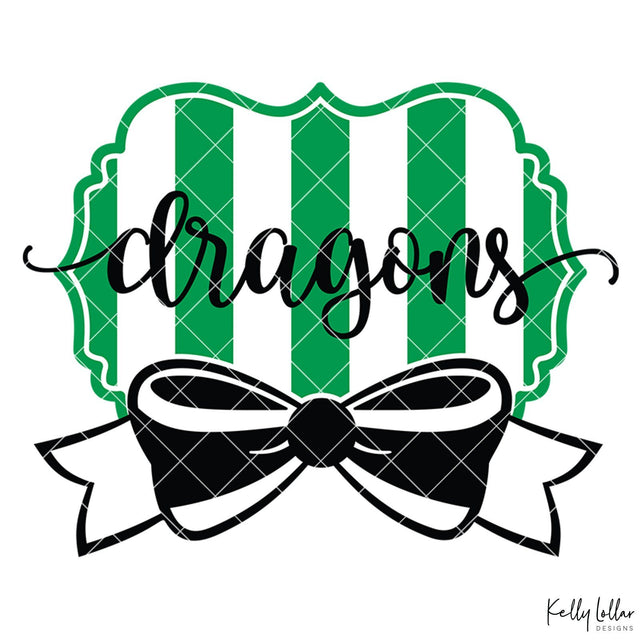 Dragons and Bow Wide Stripe Frame SVG Kelly Lollar Designs 