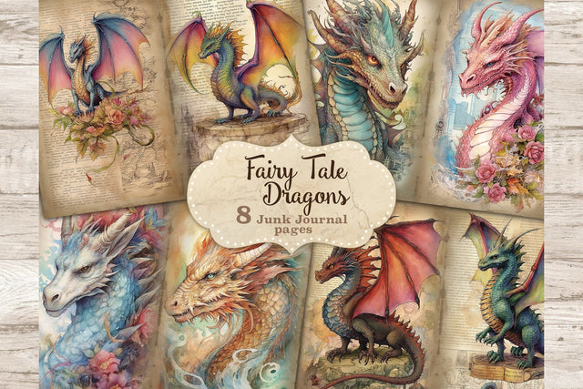 Dragons Junk Journal Pages | Book Diary Pages SVG GlamArtZhanna 