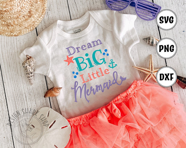 Dream Big Little Mermaid SVG Design Shark 