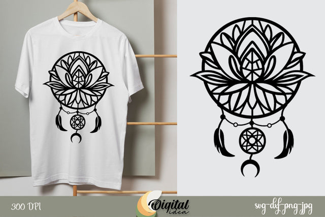 Dream Catcher& Lotus ClipArt SVG Design | Dream Catcher Silhouette | CriCut SVG Evgenyia Guschina 