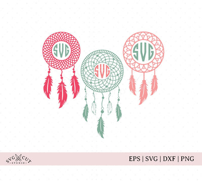 Dream Catcher Monogram Frame SVG Files SVG SVG Cut Studio 