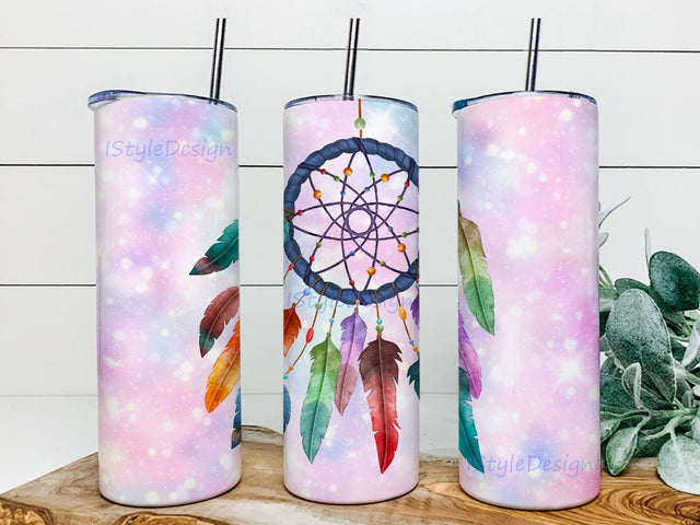 Dream Catcher Skinny Tumbler Design, Straight & Tapered Sublimation Wrap Design, Tumbler PNG Sublimation iStyleDesign 