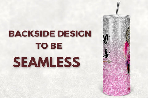 Dream Catcher Sublimation Tumbler Designs Pink Glitter 20oz Skinny Tumbler Wraps Templates - PNG Digital Download Sublimation TumblersByPhill 