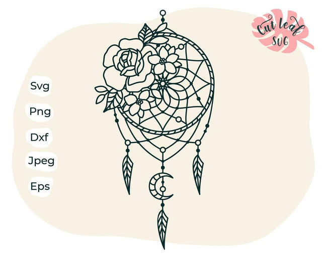 Dream catcher svg, Boho svg, Floral svg, dxf files for plasma, cnc files for wood, Indian svg, Tribal svg, Feather svg, Dreamcatcher svg SVG CutLeafSvg 