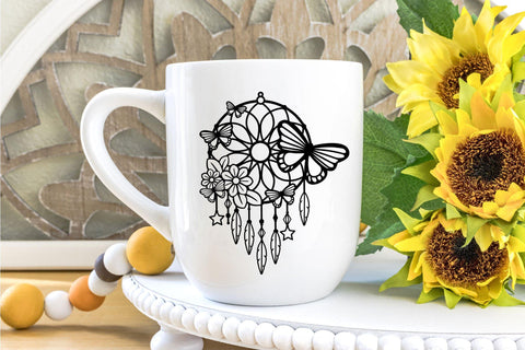 Dream catcher SVG with Flowers and Butterflies, Boho Dreamer SVG. SVG Elinorka 