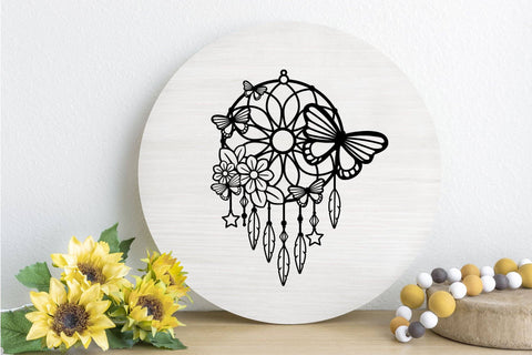 Dream catcher SVG with Flowers and Butterflies, Boho Dreamer SVG. SVG Elinorka 