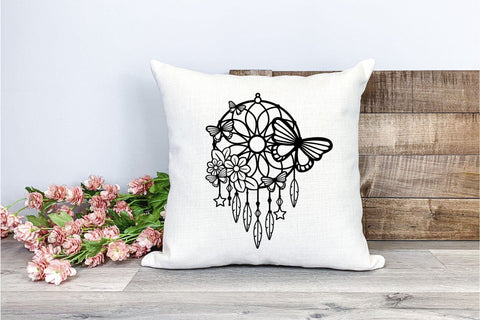 Dream catcher SVG with Flowers and Butterflies, Boho Dreamer SVG. SVG Elinorka 