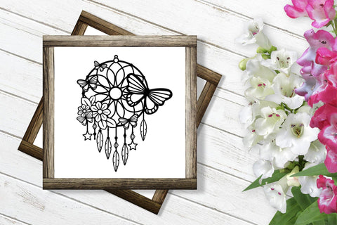 Dream catcher SVG with Flowers and Butterflies, Boho Dreamer SVG. SVG Elinorka 