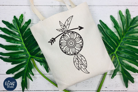 Dream Catcher SVG with Sunflower, Boho SVG. SVG Elinorka 