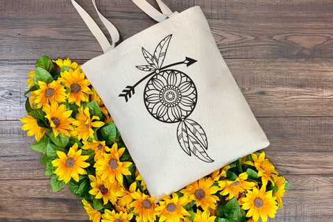 Dream Catcher SVG with Sunflower, Boho SVG. SVG Elinorka 