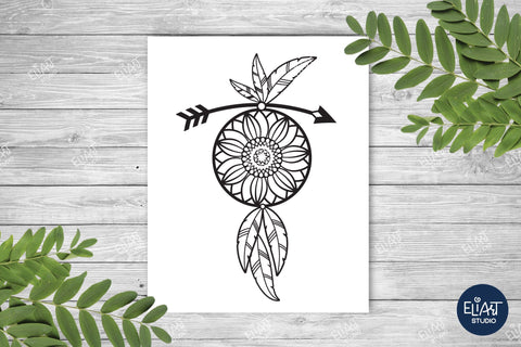 Dream Catcher SVG with Sunflower, Boho SVG. SVG Elinorka 