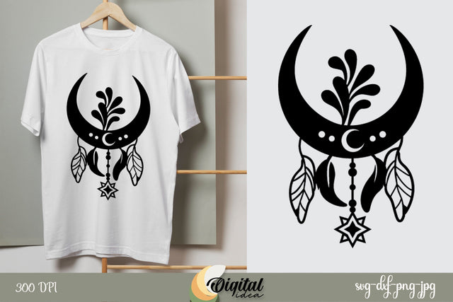 Dream Catcher&Moon ClipArt SVG Design | Dream Catcher Silhouette | CriCut SVG Evgenyia Guschina 