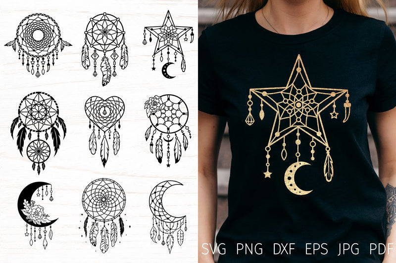 Dream catchers svg bundle, tribal boho svg, dreamcatcher SVG Digital Rainbow Shop 