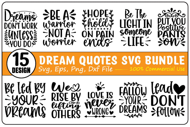 Dream quotes svg bundle commercial use SVG buydesign 