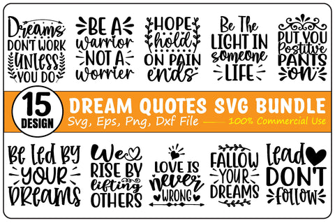 Dream quotes svg bundle commercial use SVG buydesign 