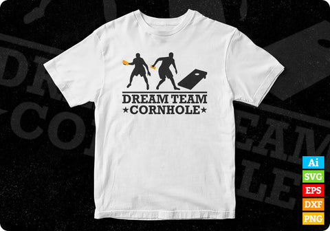 Dream Team Cornhole with Man Silhouette and Board Bags Editable Vector T shirt Design in Ai Png Svg Files SVG DesignDestine 