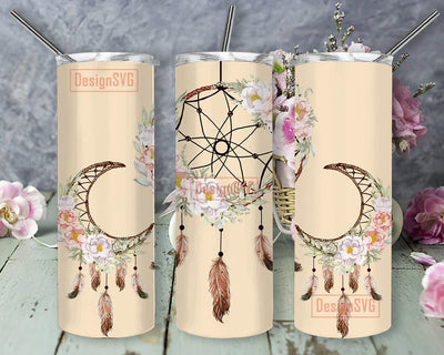 Dreamcatcher 20oz Tumbler Png, Dreamcatcher Floral Tumbler Design, Feather Design Png, Dreamcatcher Tumbler Wrap, Instant Download Sublimation DesignSVG 