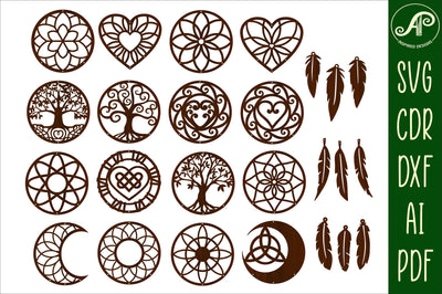 Dreamcatcher designs 16 circle and 3 feather options SVGs SVG APInspireddesigns 