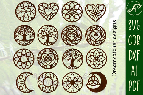 Dreamcatcher designs 16 circle and 3 feather options SVGs SVG APInspireddesigns 