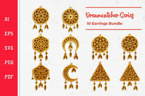 Dreamcatcher Earrings - Cut Files SVG SVG Slim Studio 
