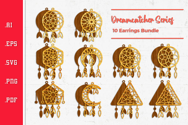 Dreamcatcher Earrings - Cut Files SVG SVG Slim Studio 