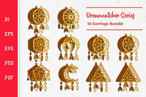 Dreamcatcher Earrings - Cut Files SVG SVG Slim Studio 