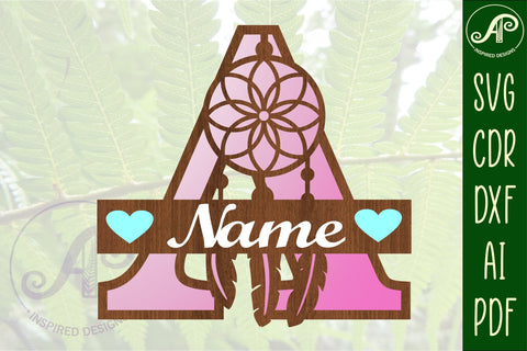 Dreamcatcher monogram letter A SVG cut file SVG APInspireddesigns 