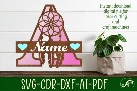 Dreamcatcher monogram letter A SVG cut file SVG APInspireddesigns 