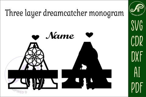 Dreamcatcher monogram letter A SVG cut file SVG APInspireddesigns 