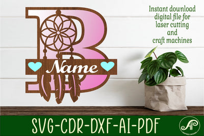 Dreamcatcher monogram letter B SVG cut file SVG APInspireddesigns 