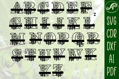 Dreamcatcher monogram letter bundle Name signs SVG 3 layer SVG APInspireddesigns 