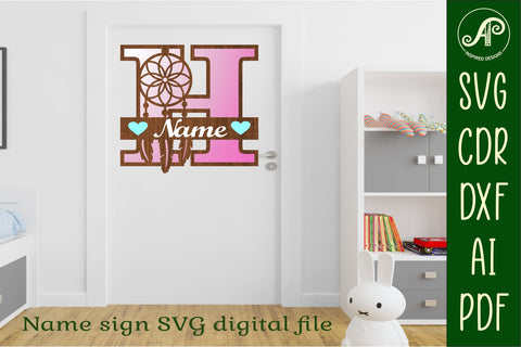 Dreamcatcher monogram letter bundle Name signs SVG 3 layer SVG APInspireddesigns 