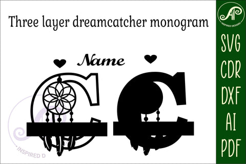 Dreamcatcher monogram letter C SVG cut file SVG APInspireddesigns 