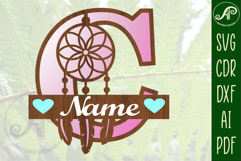 Dreamcatcher monogram letter C SVG cut file SVG APInspireddesigns 