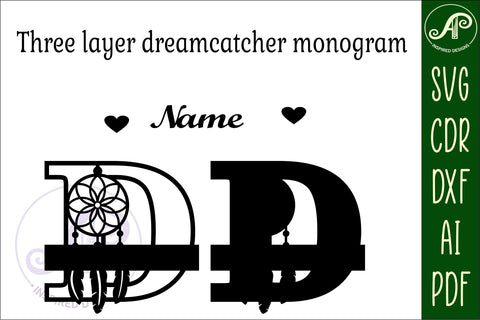 Dreamcatcher monogram letter D SVG cut file SVG APInspireddesigns 