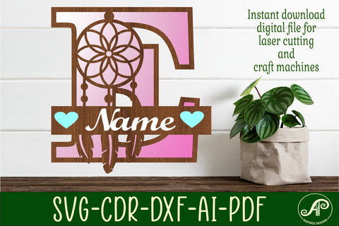 Dreamcatcher monogram letter E SVG cut file SVG APInspireddesigns 