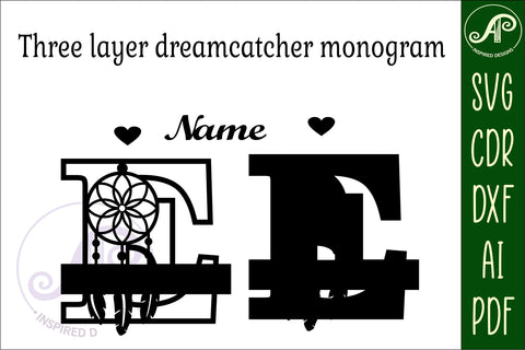 Dreamcatcher monogram letter E SVG cut file SVG APInspireddesigns 