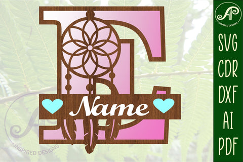 Dreamcatcher monogram letter E SVG cut file SVG APInspireddesigns 