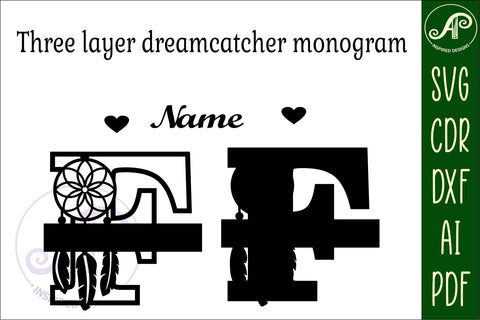 Dreamcatcher monogram letter F SVG cut file SVG APInspireddesigns 