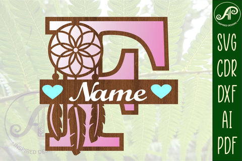 Dreamcatcher monogram letter F SVG cut file SVG APInspireddesigns 