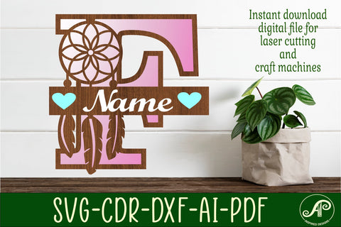 Dreamcatcher monogram letter F SVG cut file SVG APInspireddesigns 
