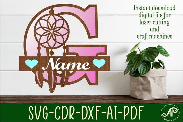 Dreamcatcher monogram letter G SVG cut file SVG APInspireddesigns 