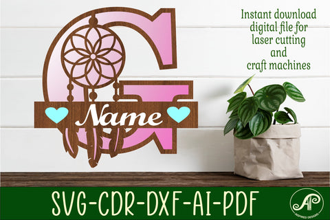 Dreamcatcher monogram letter G SVG cut file SVG APInspireddesigns 