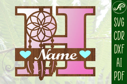 Dreamcatcher monogram letter H SVG cut file SVG APInspireddesigns 