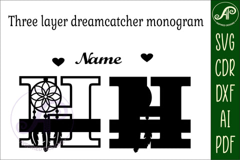 Dreamcatcher monogram letter H SVG cut file SVG APInspireddesigns 
