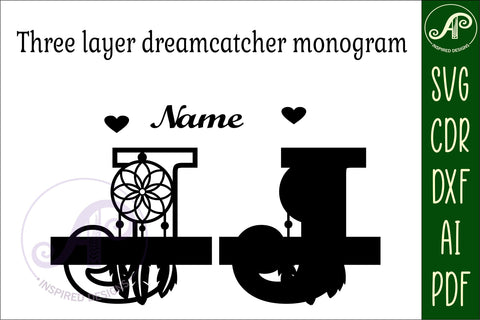 Dreamcatcher monogram letter J SVG cut file SVG APInspireddesigns 